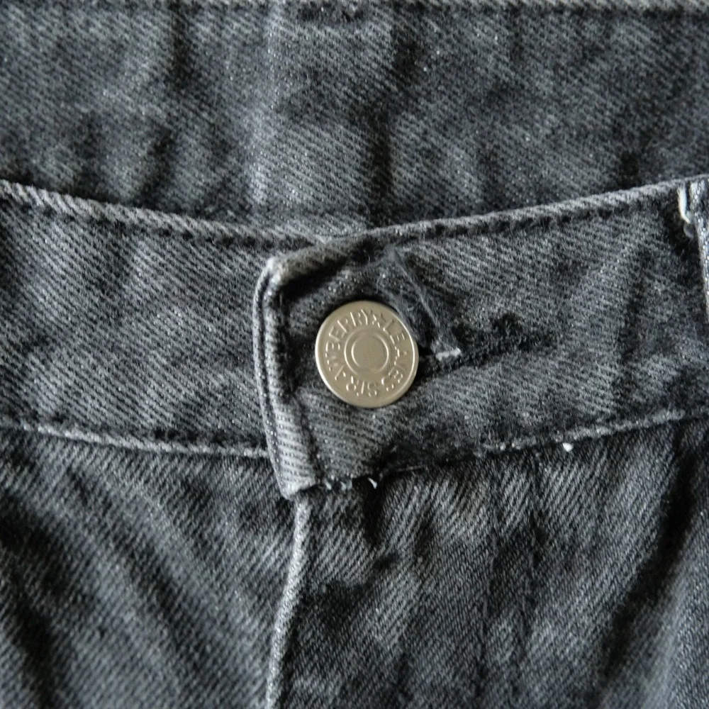 Strawberry Leaves Jeans Wide Leg Gray Faded Denim High Rise Baggy Skater Size 28